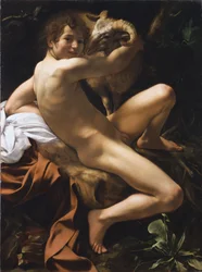 Sankt Jean Baptiste. Peinture barok af Michelangelo Merisi kendt som Caravaggio (Le Caravage)