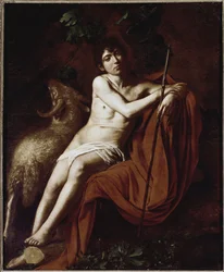 Sankt Johannes Døberen Maleri af Michelangelo Merisi dit The Caravaggio ou il Caravaggio (1571-1610) 1609-1610 Dim 1,59x1,24 m Rom Galleria Borghese