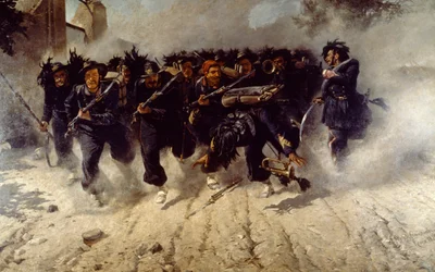 Bersaglieri Charge at Porta Pia, af Michele Cammarano (1835-1920), olie på lærred, 290x472 cm
