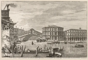 Udsigt over Venedig: Rialto-broen og markedet, 1741.