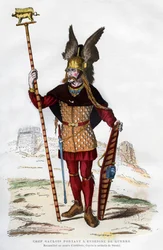 Galliens høvding i kampdragt med standard, 1882-1884.