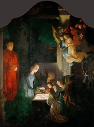 Kristi fødsel - Michael Sittow (maitre Michiel) (1460/68-1525). Olie på træ, ca 1510-1520. Mål: 113x84 cm. Kunsthistorisk museum, Vienne