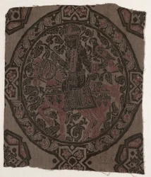 Fragment with Equestrian Falconer King, Iran or Iraq, Abbasid perioddani