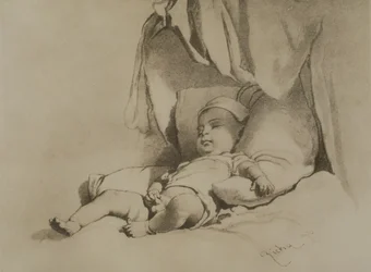 Baby sover på sengen