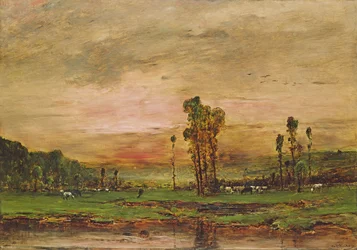 Aftenlandskab med en flok kvæg nær Jouy-en-Josas, 1881