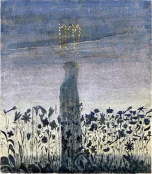 Jomfruens tegn (fra kredsløbet ""Zodiac") af Ciurlionis, Mikalojus Konstantinas (1875-1911). Tempera på papir, størrelse: 35,6x31,3