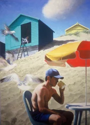 Dag ved strandhytterne