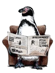 Retirement Penguin on White, 2020