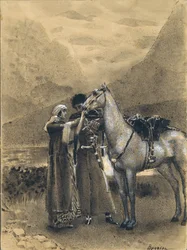 Afsked med Zara med Ismail. Illustration til digtet Ismail Bey af Mikhail Lermontov, 1890-1891