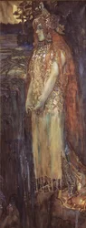 Sangerinden Nadezhda Zabela-Vrubel som prinsesse Volkhova i operaen Sadko af N. Rimsky-Korsakov, 1898