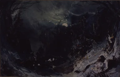 Scenedesign til operaen The Power of the Fiend af A. Serov, 1871