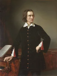 Portræt af Franz Liszt (1811-1886), ungarsk komponist og pianist - Portræt af Franz Liszt - Maleri af Miklos Barabas (1810-1898) 1847 Ungarns Nationalmuseum, Budapest