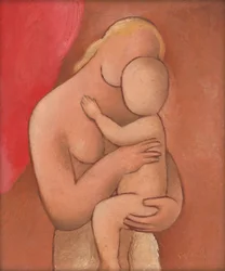 Mor og baby, ca. 1934 (olie på krydsfiner)
