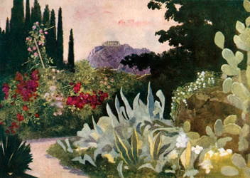 Akropolis, fra det kongelige palads, Athen