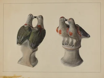 Chalkware Lovebirds, ca. 1937 (akvarel)