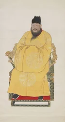 Portræt af Xuande-kejseren (1399-1435), femte kejser af Ming-dynastiet (hængende rulle, blæk og farver på papir)