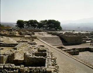 Udsigt over ruinerne af Phaistos, 2700-1200 f.Kr