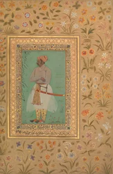 Portræt af Maharaja Bhim Kanwar, Folio fra Shah Jahan Album, verso: ca. 1615-29