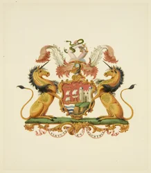 Arms of the City of Bristol, ca. 1830 (blyant og akvarelpapir)