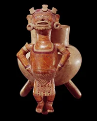 Stativvase med billedfigur, fra Miahuatlan, Oaxaca (keramik)