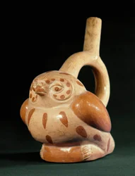 Før colombiansk kunst, Mochica-kultur (grim): terracottavase i form af en ugle. 100 f.Kr.-800 e.Kr. Lima, Nationalmuseet for antropologi og arkæologi, Peru