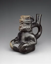 Siddende figurflaske, 2.–5. århundrede (keramik)