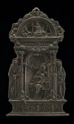 Madonna og barn på tronen med Saint Anthony Abbed og Saint Hieronymus, 1490.