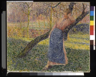 Woman In A Meadow (olie på lærred)
