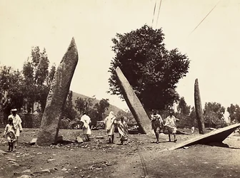 Opbygning af et imperium i den fascistiske tidsalder: stedet, hvor Obelisken i Axum engang stod, nu overført til Rom, 09/05/1936 (s/h foto)