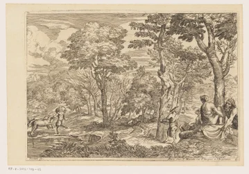 Skovlandskab med satyrer Landskaber efter Titian (serietitel)