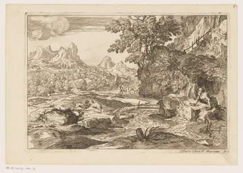 Landskab med Saint Jerome med to kæmpende løver Landskaber efter Titian (serietitel)