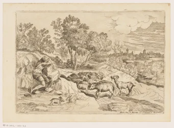 Landskab med tre hyrder hvilende med en flok Landskaber efter Titian (serietitel)