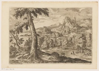 Landskab med figurer langs en flod Landskaber efter Titian (serietitel)