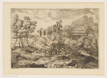 Landskab med hyrder med en flok ved en ruin Landskaber efter Titian (serietitel)