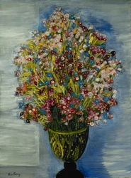 Blomster i en grøn vase; Fleurs dans un Vase Vert