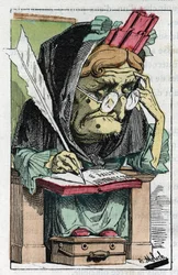 Allegori af det franske akademi i "" Le Trombinoscope"" af Touchatout, tegneserie af B. Moloch fra 1882 (1849-1909). Privat samling.