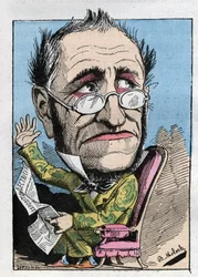 Allegori om en kurator fra det 19. århundrede i "" Le Trombinoscope"" af Touchatout, tegneserie af B. Moloch fra 1882 (1849-1909). Privat samling.