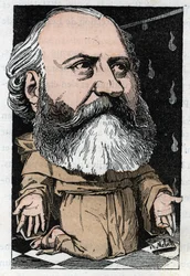 Portræt af Charles Gounod (1818-1893), fransk komponist i "Le Trombinoscope"" af Touchatout, karikatur af B. Moloch fra 1882 (1849-1909). Privat samling.