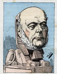 Portræt af Jules Grevy (1807-1891) præsident for den franske republik i "" Le Trombinoscope""" af Touchatout, karikatur af B. Moloch fra 1882 (1849-1909). Privat samling.