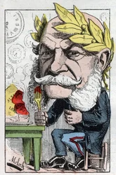 Portræt af Vilhelm I (1797-1888), konge af Preussen og kejser af Tyskland i "Trombinoskopet"" af Touchatout, karikatur af B. Moloch fra 1882 (1849-1909). Privat samling.
