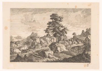 Bjerglandskab med huse