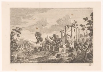 Landskab med ruin