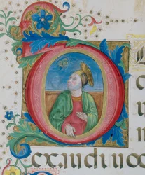 Gud, der viser sig for en helgen, miniature detalje af en Salmernes Bog