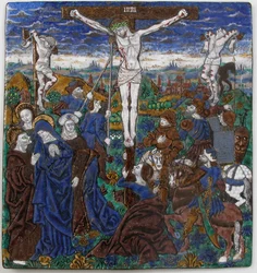 Plade med korsfæstelsen, fransk, 1400-tallet.