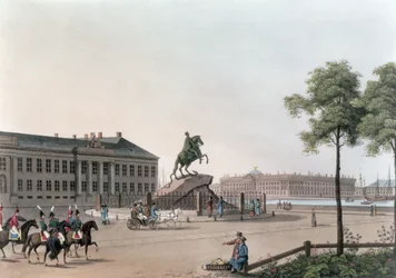 Udsigt over Peter den Stores sted og Senatshuset i Skt. Petersborg, illustration for maj fra 