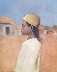 Verdens børn: Cingalese, tidlig morgen (farvelitografi)