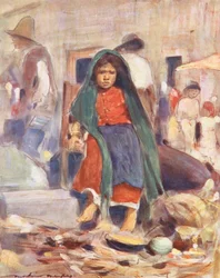 Verdens børn: Mexicansk, at få vand (farvelitografi)