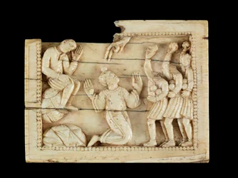 Steningen af St. Stephen, ca. 1100 (elfenben og ben)
