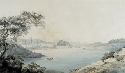 Port Penrhyn (akvarel og blyant på papir)