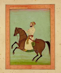 A Mughal Noble on Horseback, ca. 1790, fra Large Clive Album